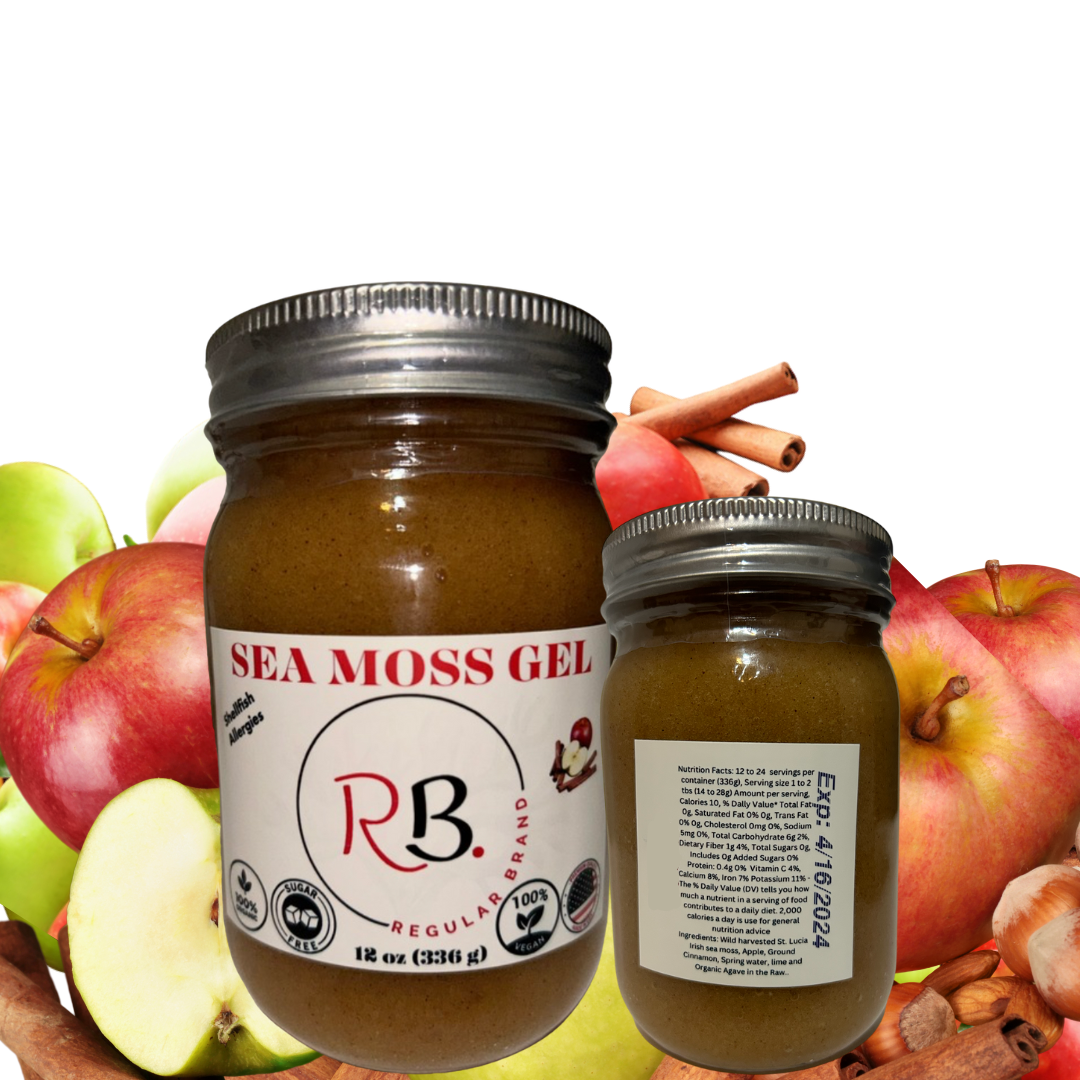 Apple Cinnamon Infused Organic, Wildсrafted, St Lucia, Irish Sea Moss, Sea Moss Gel (8 oz)