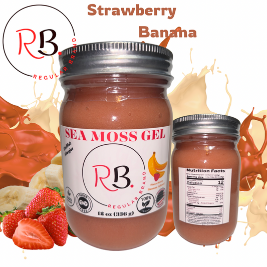 Strawberry Banana Infused Organic, Wildсrafted, St Lucia, Irish Sea Moss, Sea Moss Gel (12 oz)