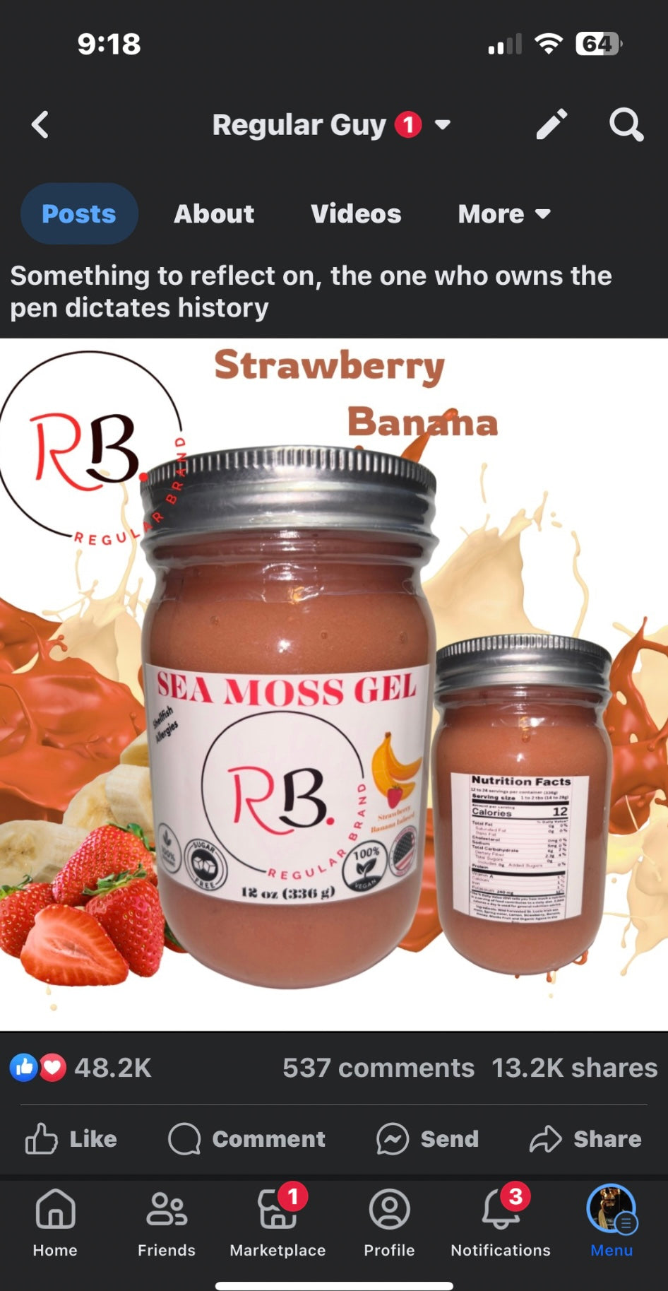 Strawberry Banana Infused Organic, Wildсrafted, St Lucia, Irish Sea Moss, Sea Moss Gel (12 oz)