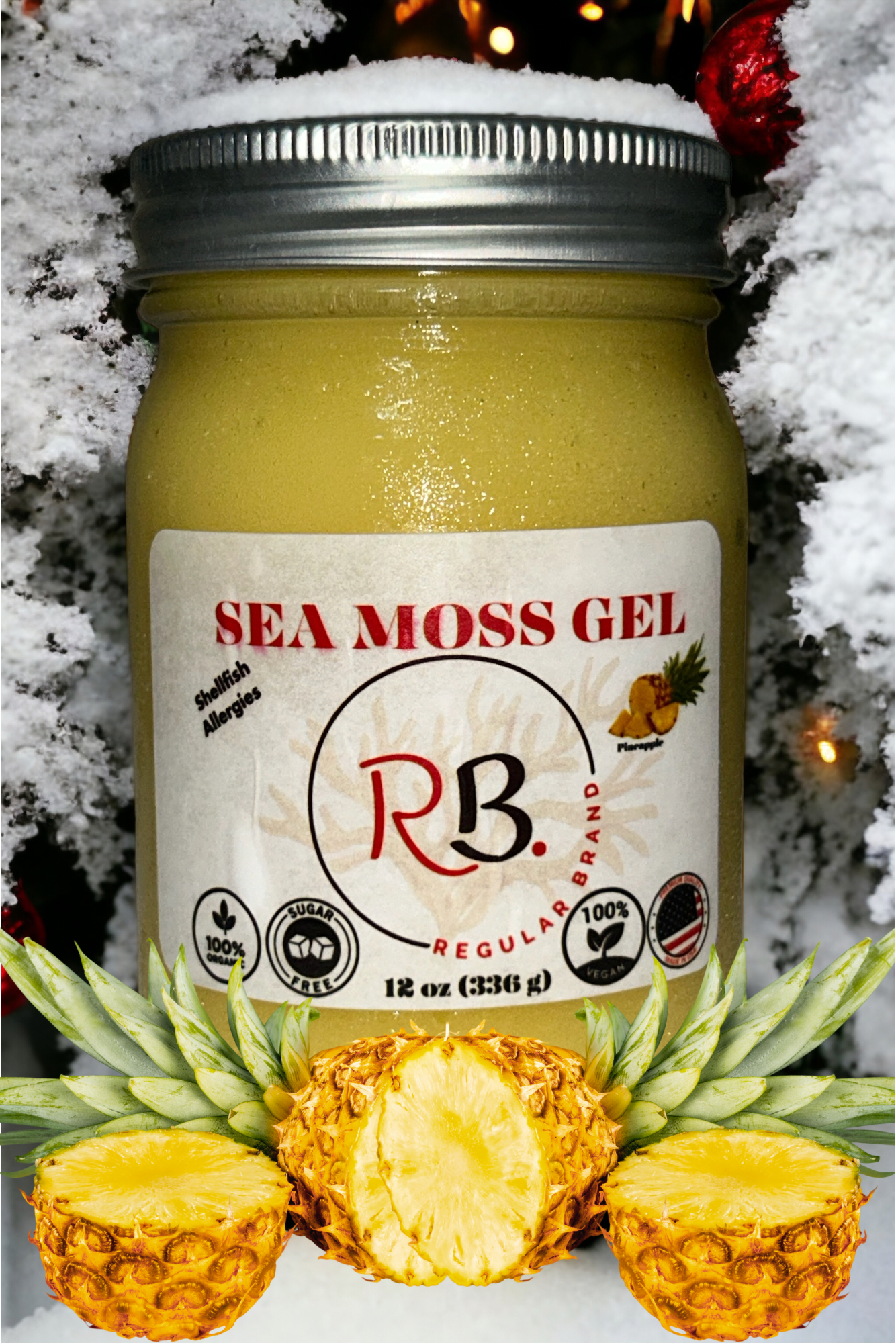 Pineapple Infused Organic, Wildсrafted, St Lucia, Irish Sea Moss Gel (12 oz)