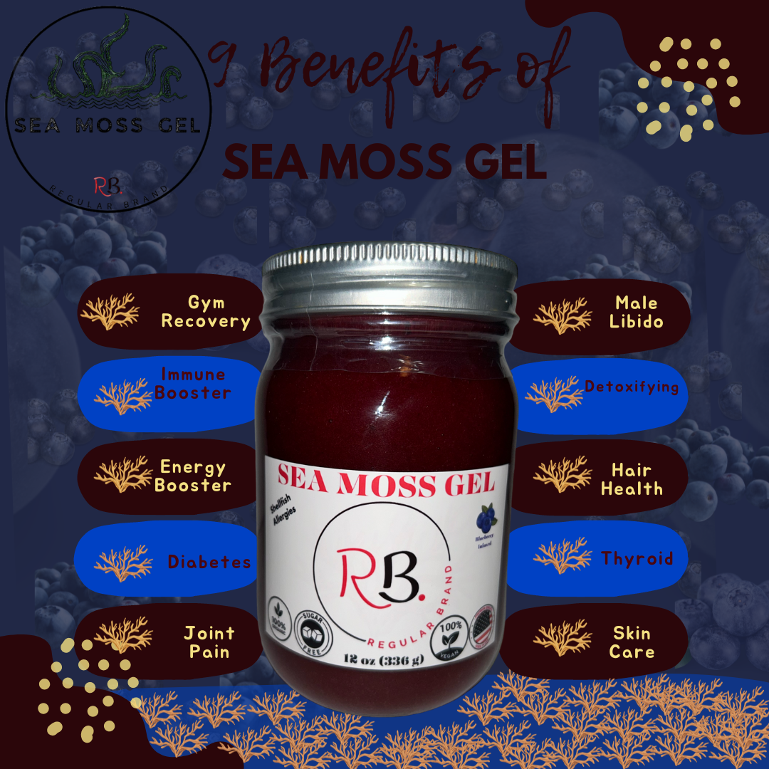 Blueberry Infused Organic, Wildсrafted, St Lucia, Irish Sea Moss, Sea Moss Gel (12 oz)